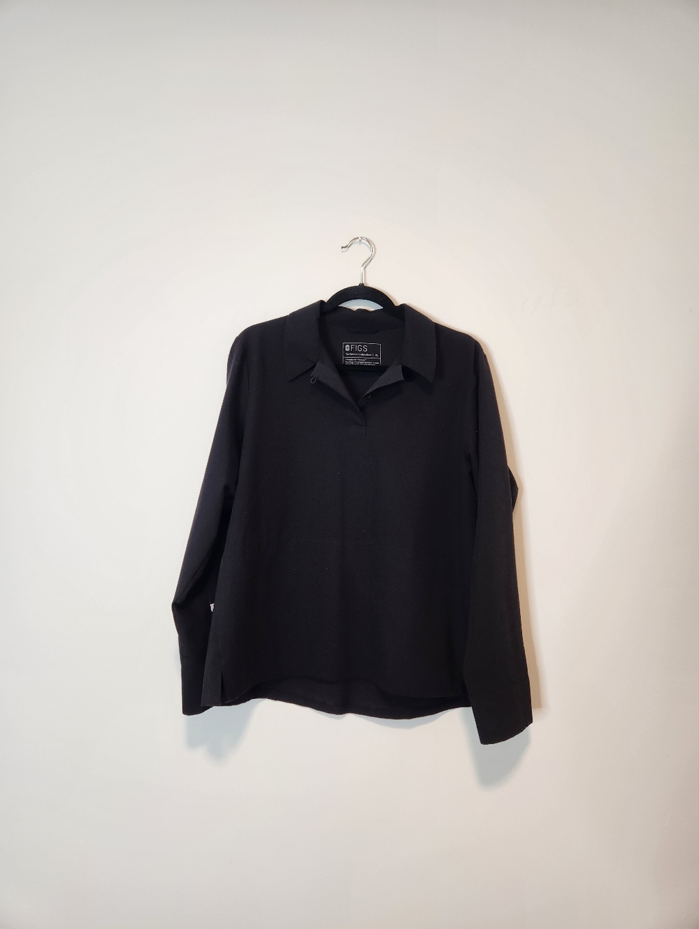 Figs Nala Scrub Polo Long Sleeve Black Technical collection Size XL - Picture 2 of 7